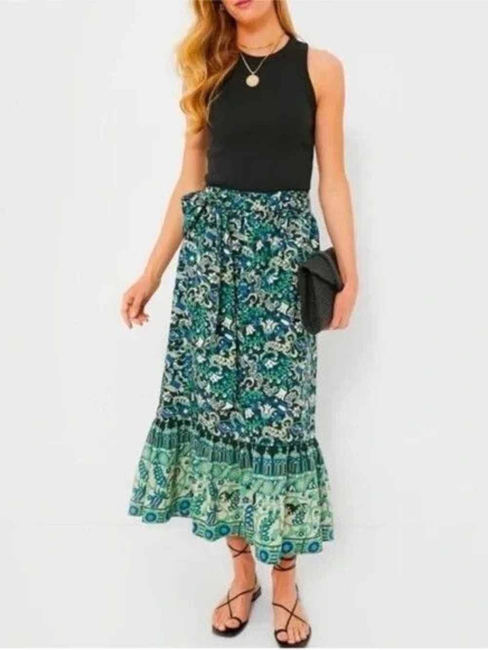 Tuckernuck | NEW Batik Floral Hampton Pull On Cotton Maxi Skirt Size M